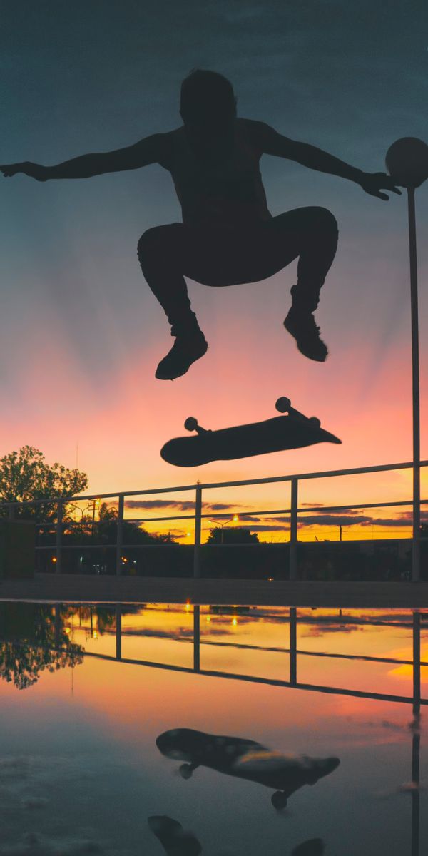 Phone wallpaper: Sports, Sunset, Night, Skateboard, Skateboarding free download