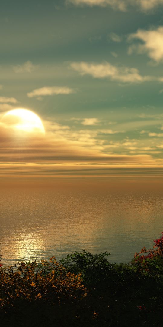 Breathtaking Sunset Landscape Over Calm Ocean Waters