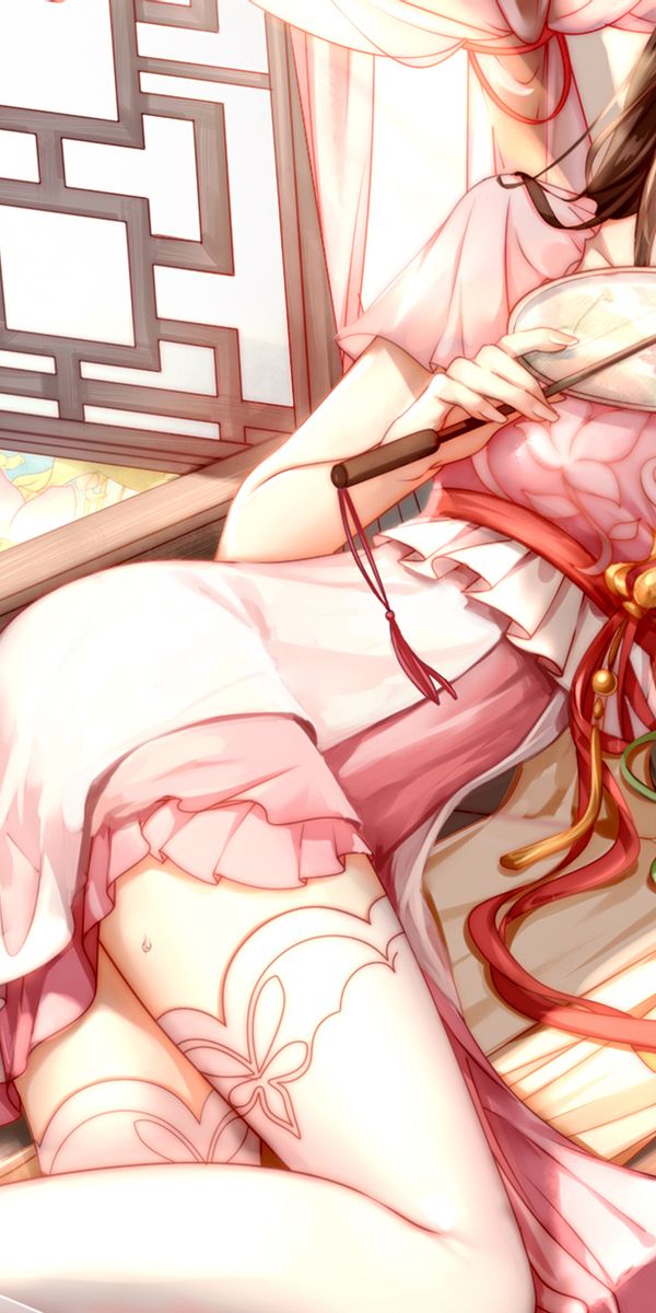 Cool Anime Girl in Traditional Dress - Perfect for Mobile Wallpaper