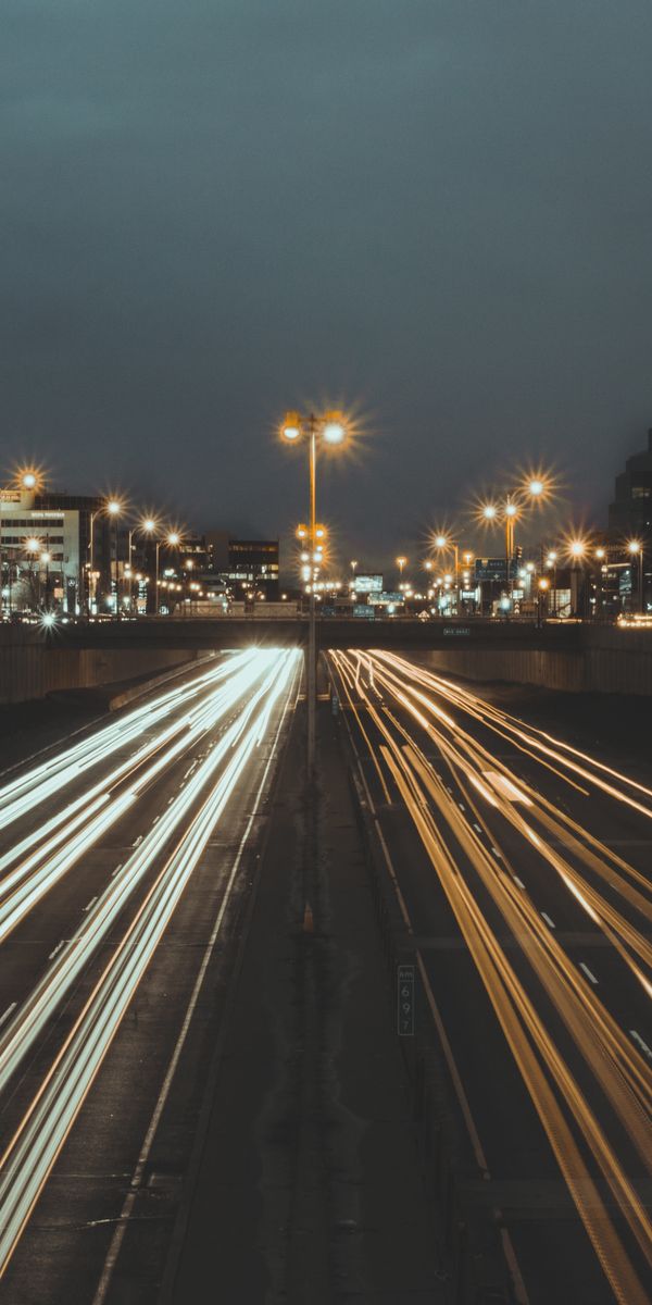 Phone wallpaper: Cities, City, Road, Bridge, Shine, Light free download
