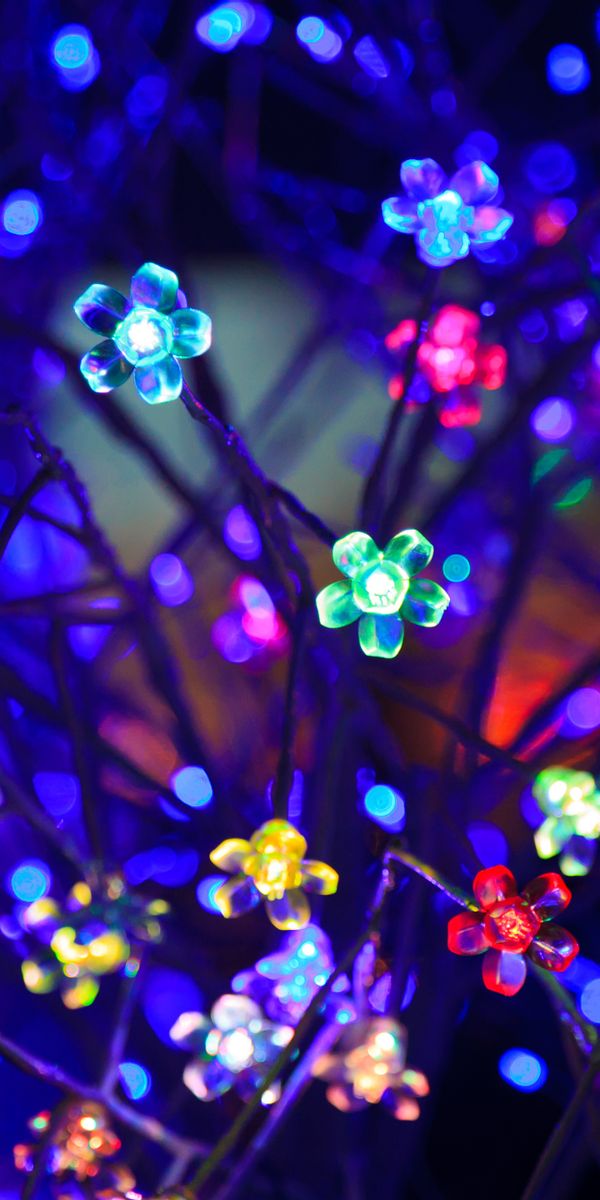 Vibrant Neon Flower Lights for Your Mobile Wallpaper