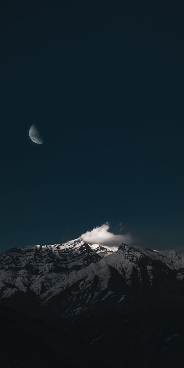 Breathtaking Dark Mountain Scene with Moonlight