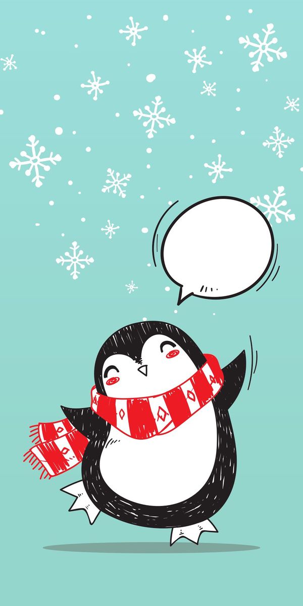 Delightful HD Phone Wallpaper Featuring a Happy Christmas Penguin
