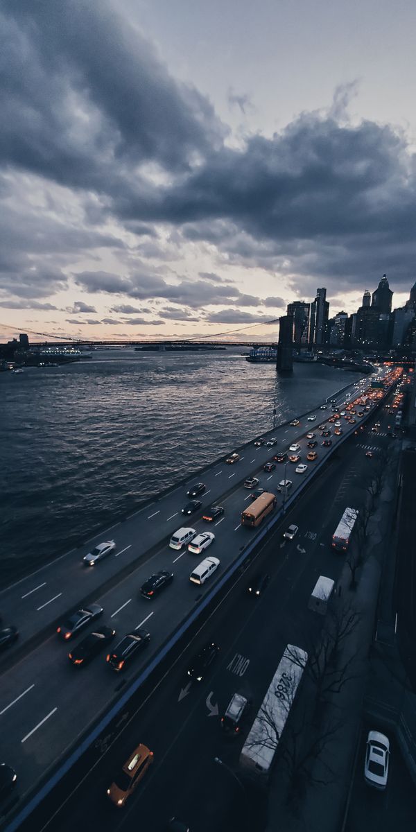 Vibrant Night Cityscape with City Lights and Busy Roads