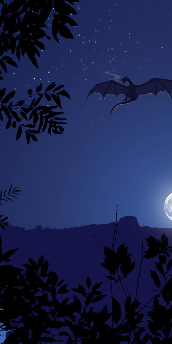 Incredible Night Dragon Flying Under the Moon