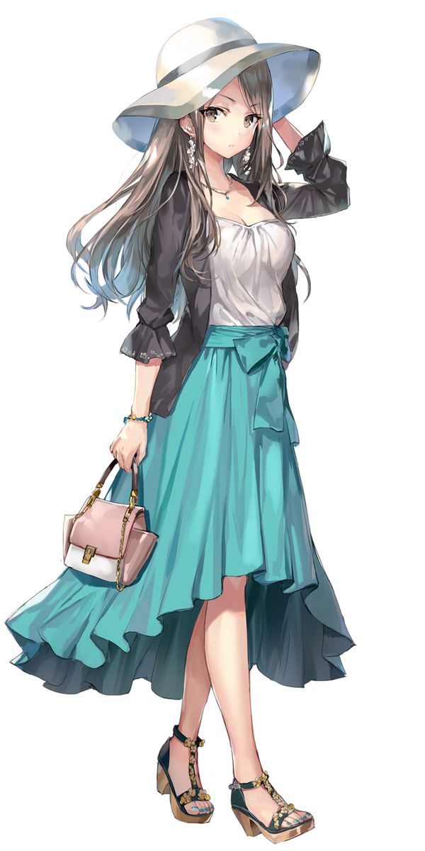 Charming Anime Girl in a Stylish Skirt - Perfect 4K iPhone Wallpaper