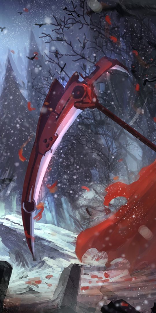 Phone wallpaper: Anime, Night, Dark, Forest, Raven, Rwby, Ruby Rose (Rwby) free download