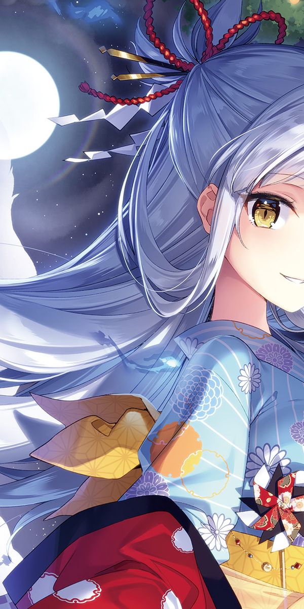 Enchanting 4K Wallpaper of an Anime Girl with a Mask and Night Sky