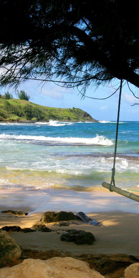Relaxing Beach Scene with Swing - 4K iPhone Wallpaper for Nature Lovers