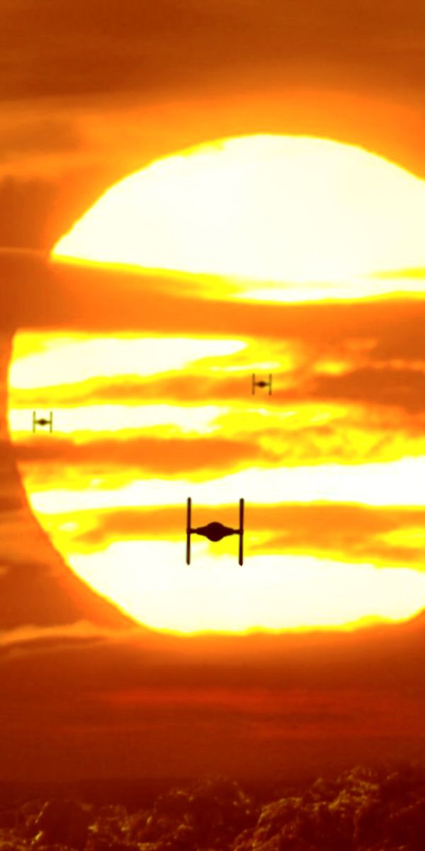 Tie Fighters in a Dramatic Sunset from Star Wars Episode VII