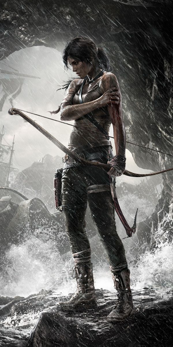 Lara Croft: Tomb Raider – Stunning Gray Phone Wallpaper