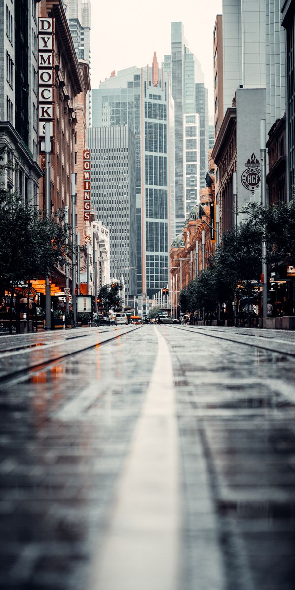 City Street Scene with Modern Buildings