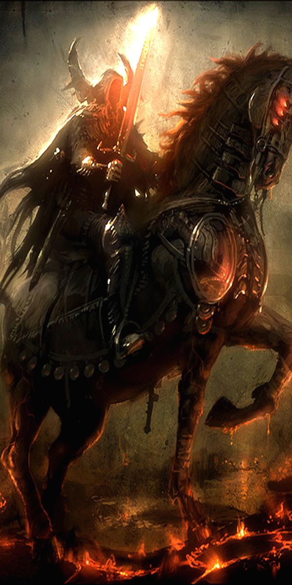 Epic Dark Warrior Riding a Horse - Stunning Mobile Wallpaper