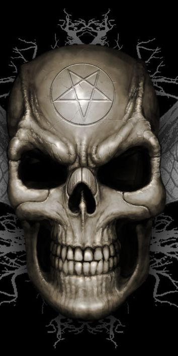 Free iPhone Wallpaper Featuring a Dark Skull with Wings and Intricate Details