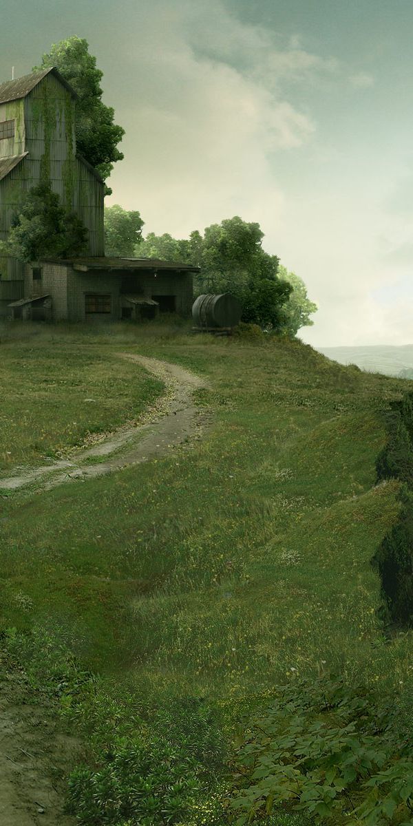 High-Quality Phone Wallpaper Featuring a Barn and Mountain Landscape