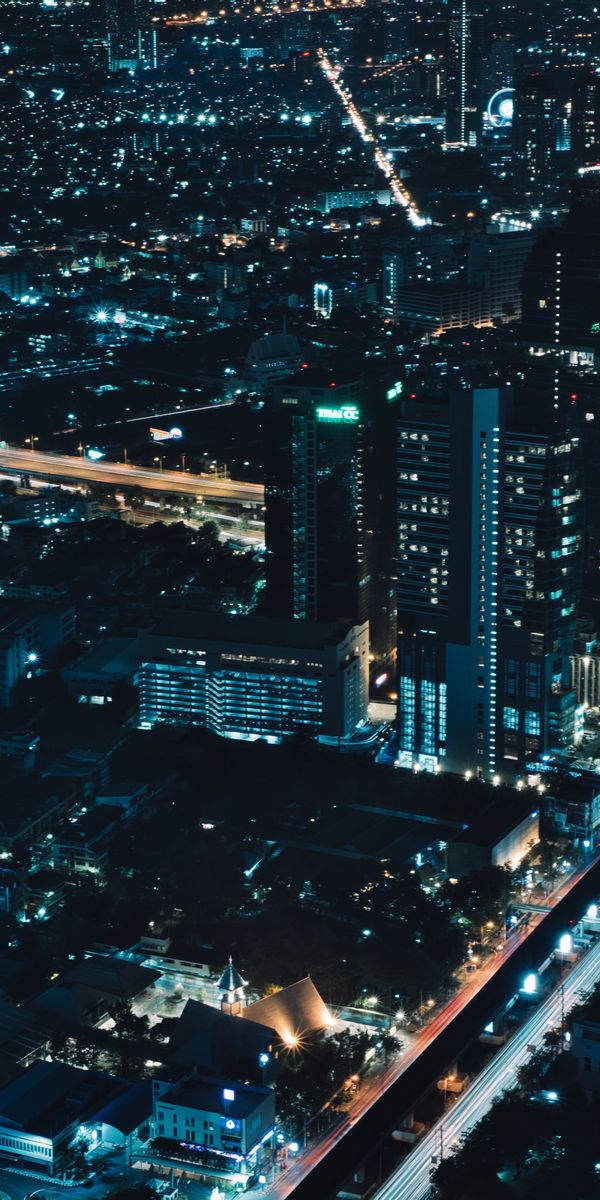 Phone wallpaper: Cities, Lights, View From Above, City, Night free download