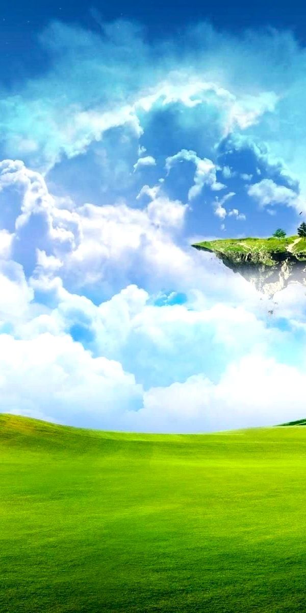 Enchanting Floating Island Landscape: Perfect iPhone Background