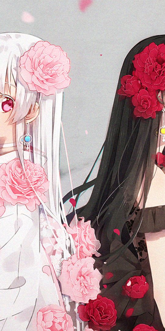 Enchanting anime wallpaper with a girl, lion, and tiger for phone backgrounds