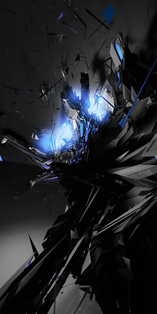 Dark Abstract Mobile Wallpaper with Striking Blue Highlights