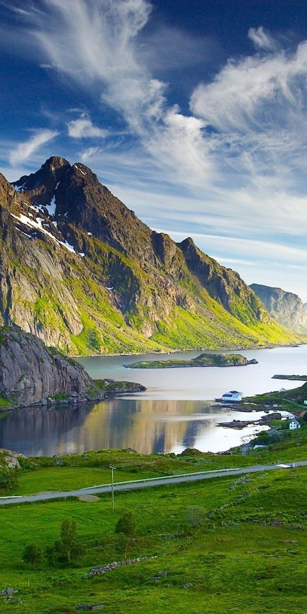 Breathtaking Mountain Landscape with River and Clear Blue Sky