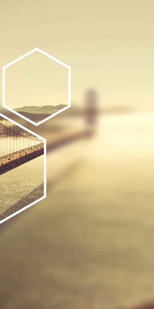 Golden Gate Bridge Wallpaper with Artistic Hexagon Overlay
