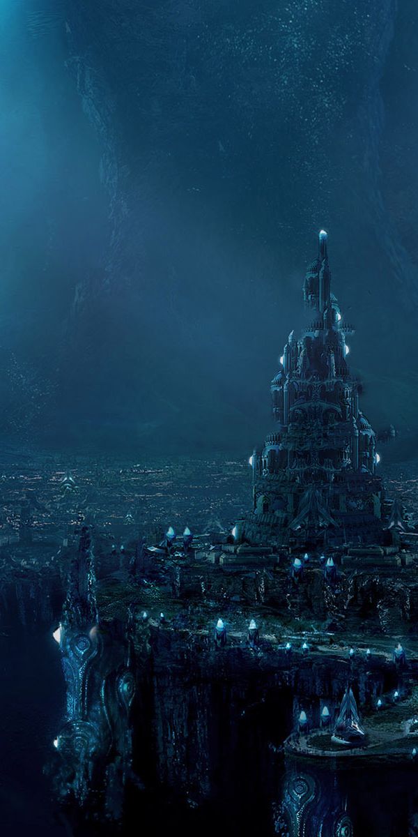 Phone wallpaper: Underground, Atlantis, Fantasy, Underwater, City, Sci Fi, Landscape, Dark free down