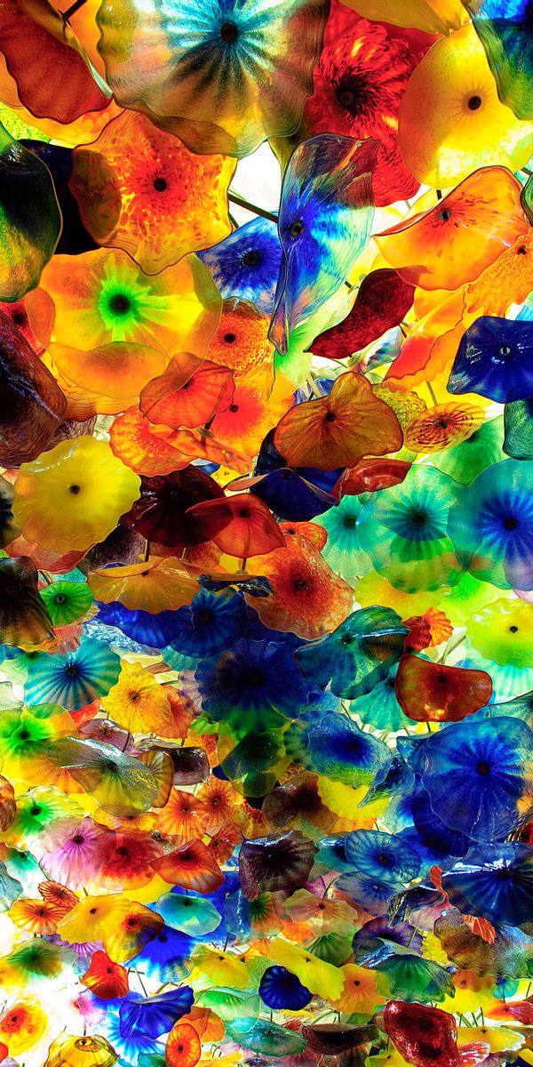 Vibrant Multicolored Glass Chandeliers for Your Phone Wallpaper