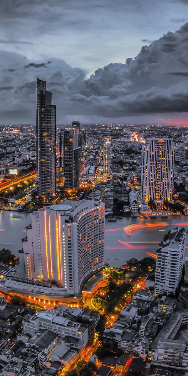 Mesmerizing Night Cityscape of Bangkok with Skyscrapers