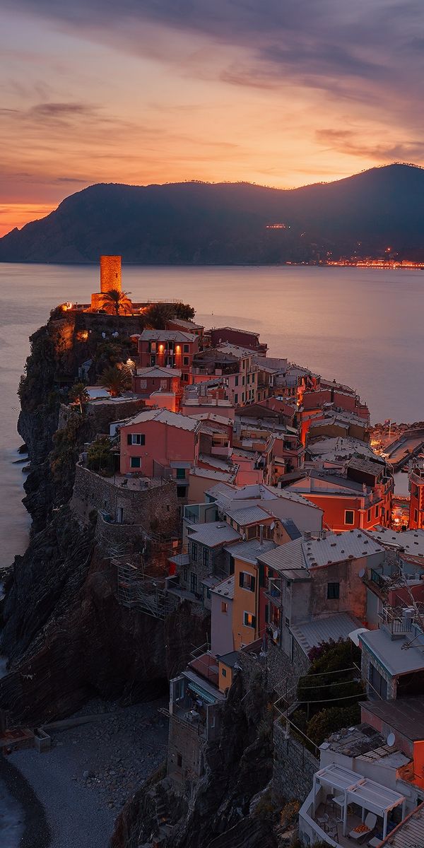 Breathtaking View of Vernazza at Sunset Over the Sea