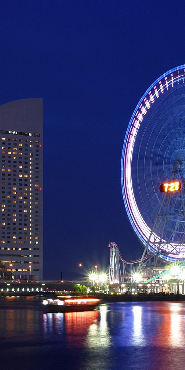 Phone wallpaper: Ferris Wheel, Yokohama, Japan, Cities, Man Made free download
