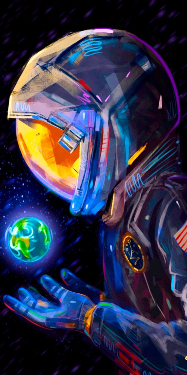 Breathtaking Cosmonaut in Space Suit Holding Earth