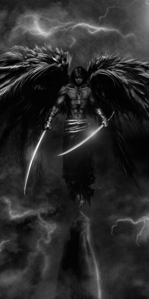 Dark Angel Warrior - Stunning Black and White Mobile Wallpaper