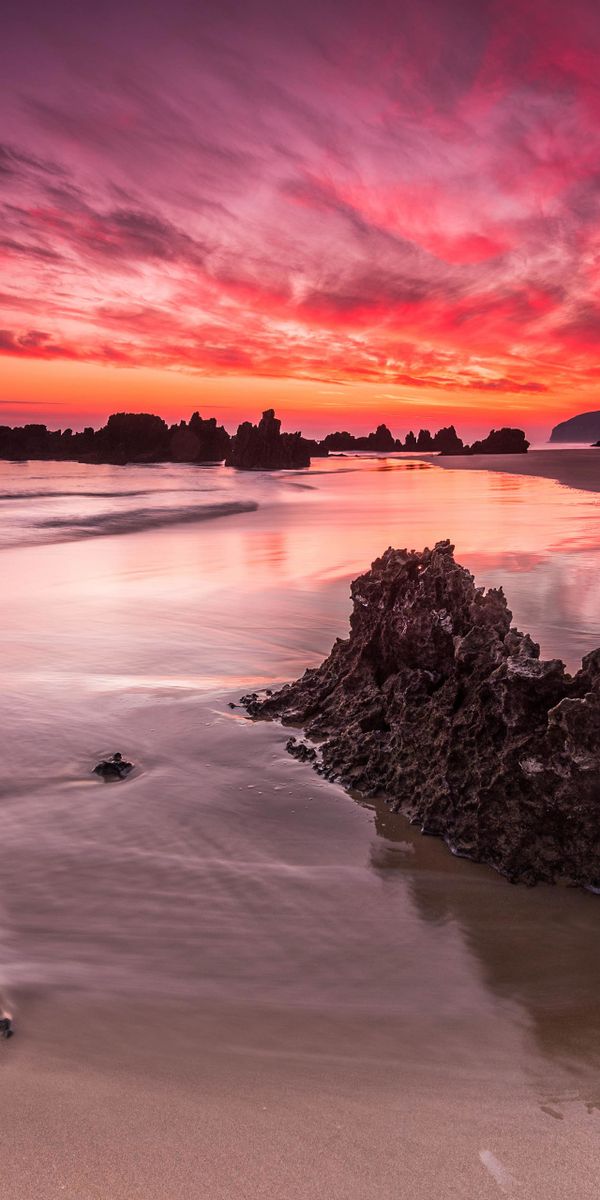Phone wallpaper: Sunset, Sky, Beach, Earth, Purple free download