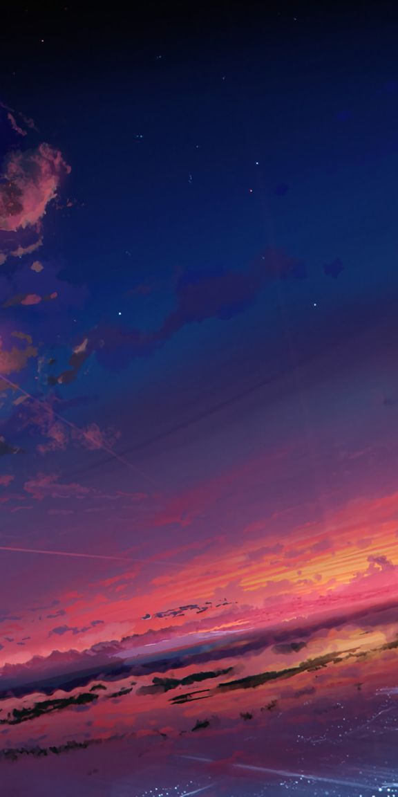 Beautiful Sunset Beach Scene with Vibrant Cloudy Sky