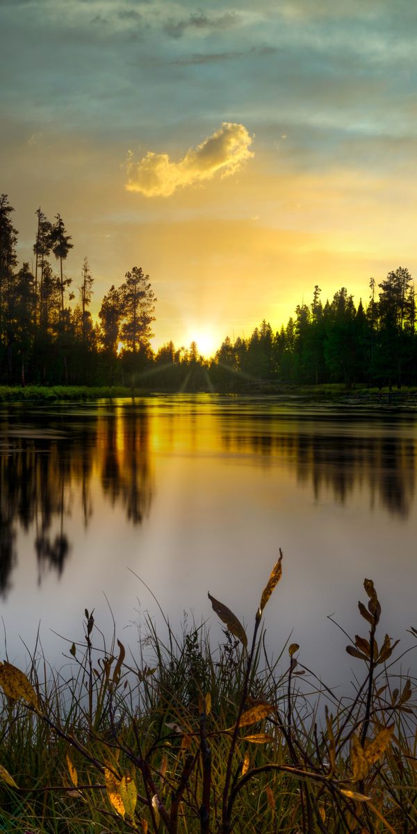 Serene Twilight Lake Landscape Mobile Wallpaper for Nature Lovers