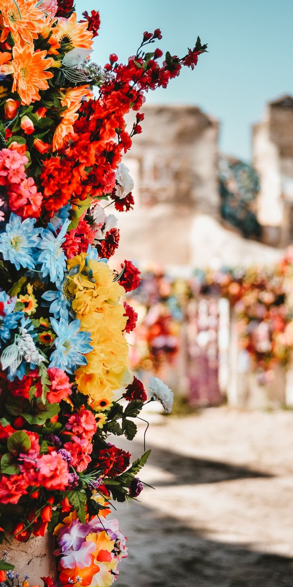 Multicolored Floral Mobile Wallpaper: A Lively Bouquet Composition