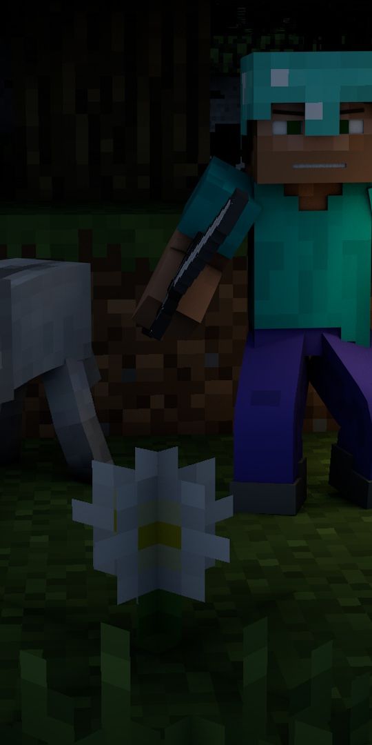 Phone wallpaper: Night, Minecraft, Wolf, Video Game, Zombie free download