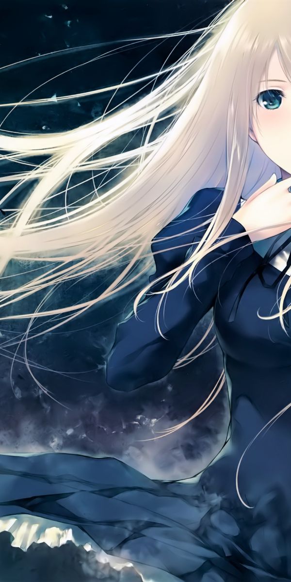 Phone wallpaper: Anime, Butterfly, Girl, Blonde, Long Hair free download