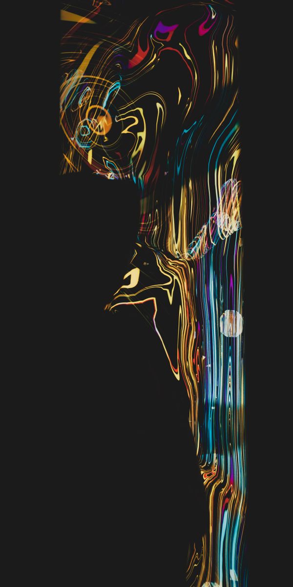 Vibrant 4K Phone Wallpaper with Distorted Stripes and Dark Motifs